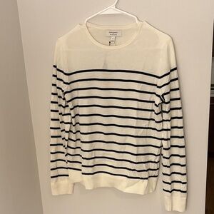 Banana Republic Women's Crewneck Sweater - White with Black Stripes